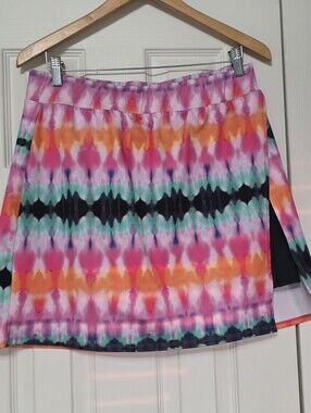 Zelos Women's Tie-Dye Boho Multicolor A-Line Skirt/Skort